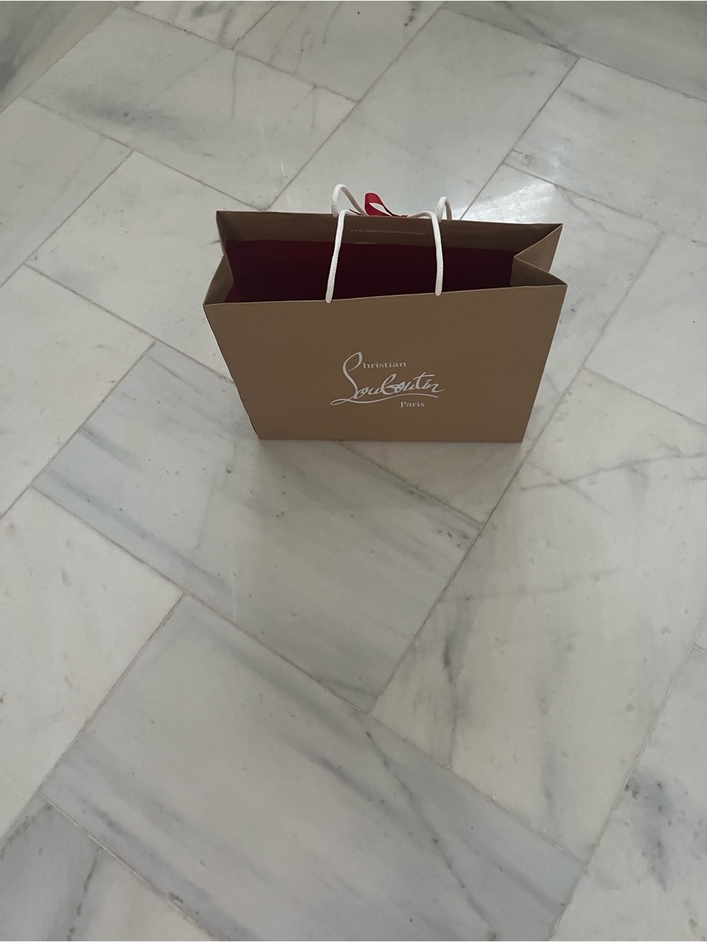 Christian Louboutin Tan Shopping Tote with Red Interior - Picture 7 of 7